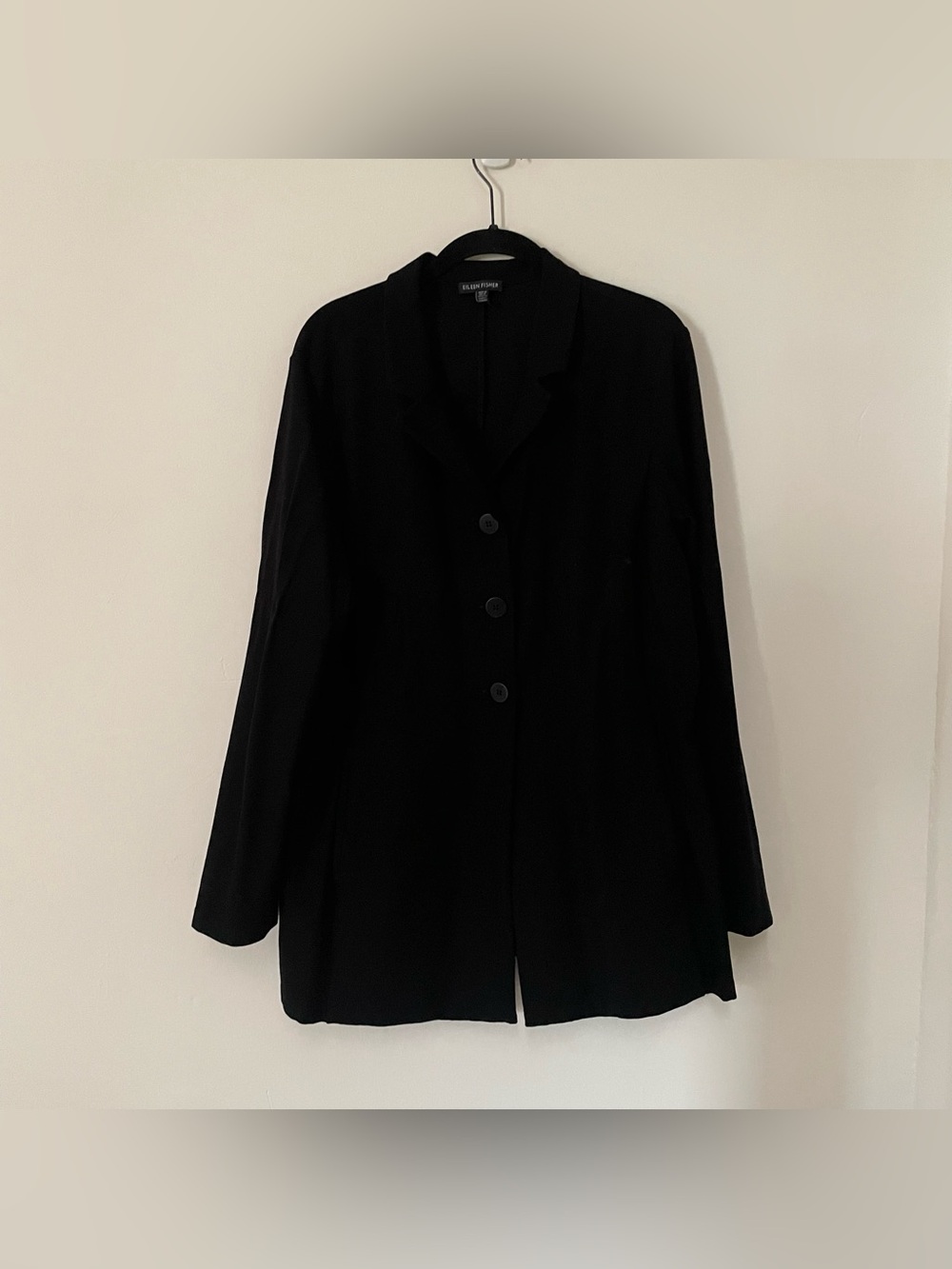 Eileen Fisher Black Long Line Blazer Jacket $248 large - Picture 2 of 6